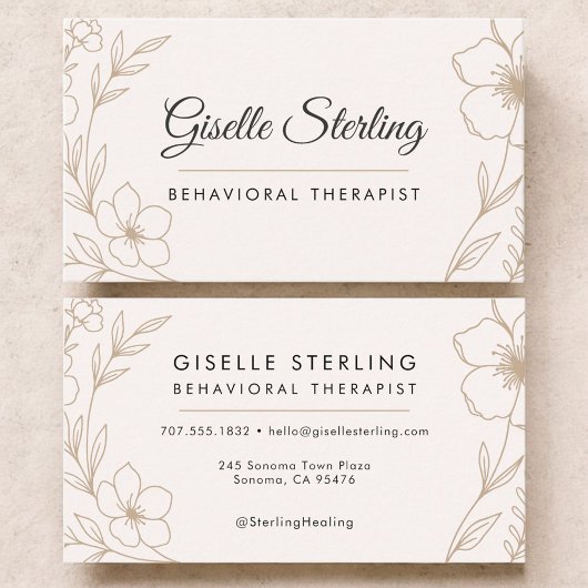 Behavioral Therapist Botanical Floral Visitekaartje