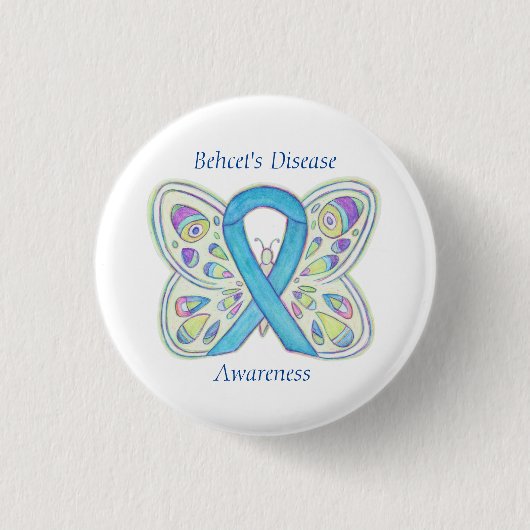 Behcet's Disease Awareness Butterfly Ribbon Pin Ronde Button 3,2 Cm (Voorkant)