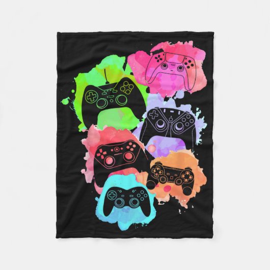 Beheer alle gamer videogame liefhebber controller fleece deken (Voorkant)