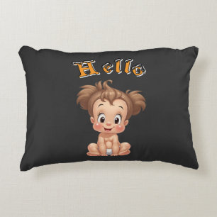 Beheerlijke Cartoon Baby Sitting Cheerfully with C Accent Kussen