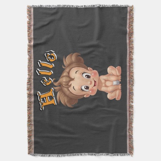 Beheerlijke Cartoon Baby Sitting Cheerfully with C Deken (Voorkant Verticaal)