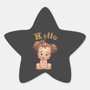 Beheerlijke Cartoon Baby Sitting Cheerfully with C Ster Sticker