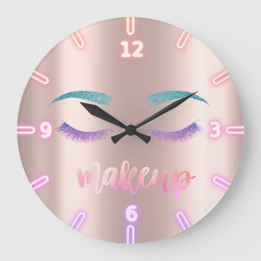 Beheerlijke Cool Trendy Rose Gold Glitter Faux Lah Grote Klok (Voorkant)