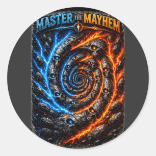 Beheers de Master the Mayhem Skull – Fire vs Ice E Ronde Sticker