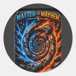 Beheers de Master the Mayhem Skull – Fire vs Ice E Ronde Sticker
