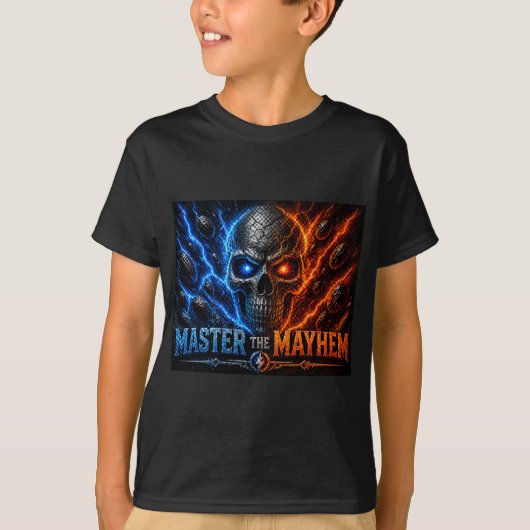Beheers de Master the Mayhem Skull – Fire vs Ice E T-shirt (Voorkant)