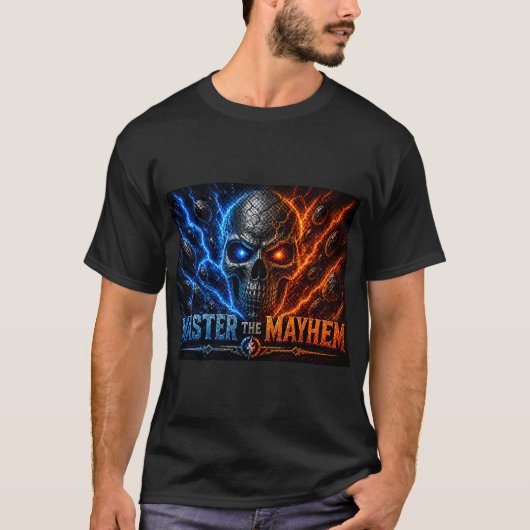 Beheers de Master the Mayhem Skull – Fire vs Ice E T-shirt (Voorkant)