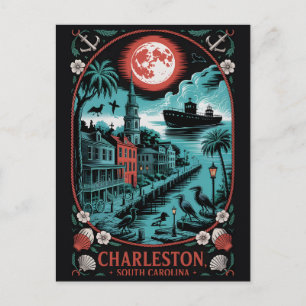 Behekst Charleston, SC Vintage Horror Reizen Briefkaart