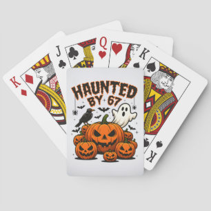 Behekst door 67 Grappige Geest En Pompoen Hallowee Pokerkaarten