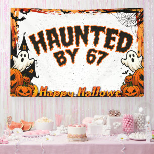 Behekst door 67 Grappige Geest En Pompoen Hallowee Spandoek