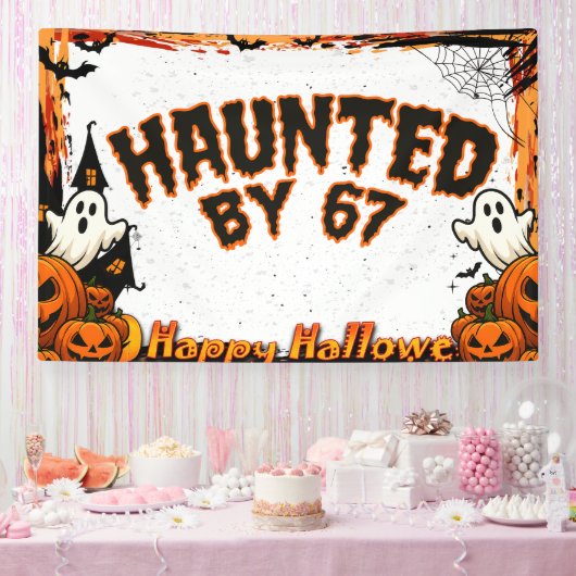 Behekst door 67 Grappige Geest En Pompoen Hallowee Spandoek (Feest)