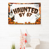 Behekst door 67 Grappige Geest En Pompoen Hallowee Spandoek (Insitu)