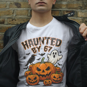 Behekst door 67 Grappige Geest En Pompoen Hallowee T-shirt
