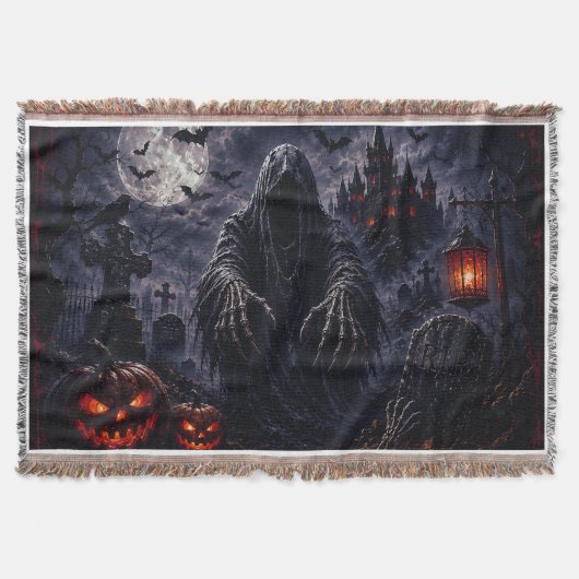 Behekste Grim Reaper Halloween Worpdeken – Goth Deken (Voorkant)