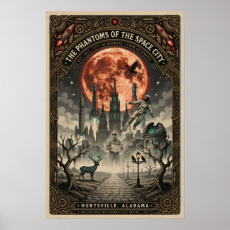 Behekste Huntsville, Alabama Vintage Horror Reizen Poster