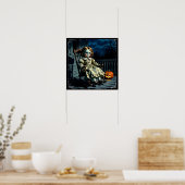 Behekste pop en Halloween pompoen Poster (Keuken)