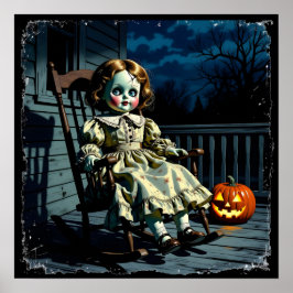 Behekste pop en Halloween pompoen Poster