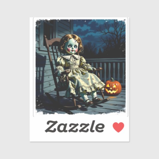 Behekste pop en Halloween pompoen Sticker (Vel)