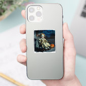 Behekste pop en Halloween pompoen Sticker (Telefoon)