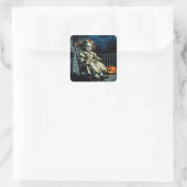 Behekste pop en Halloween pompoen Vierkante Sticker (Tas)