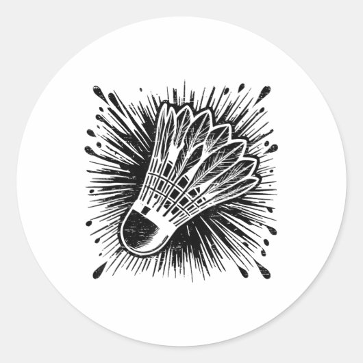 Behendig In Badminton Speler Shuttle Ronde Sticker (Voorkant)
