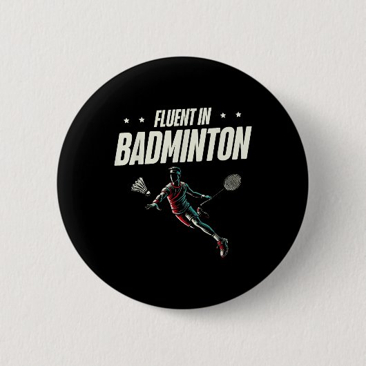 Behendige badmintonspeler shuttle ronde button 5,7 cm (Voorkant)