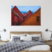 Behind Bryggen in Bergen, Noorwegen Canvas Afdruk (Insitu (Slaapkamer))
