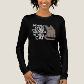 Behind Every Strong Woman Is Her Cat Funny Quote Tri-Blend Shirt (Voorkant)