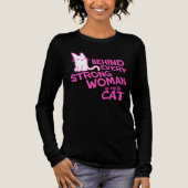 Behind Every Strong Woman Is Her Cat Funny Quote Tri-Blend Shirt (Voorkant)