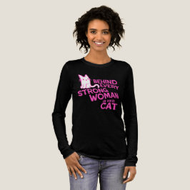 Behind Every Strong Woman Is Her Cat Funny Quote Tri-Blend Shirt