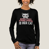 Behind Every Strong Woman Is Her Cat Funny Quote Tri-Blend Shirt (Voorkant)