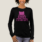 Behind Every Strong Woman Is Her Cat Funny Quote Tri-Blend Shirt (Voorkant)
