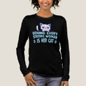 Behind Every Strong Woman Is Her Cat Funny Quotev Tri-Blend Shirt (Voorkant)