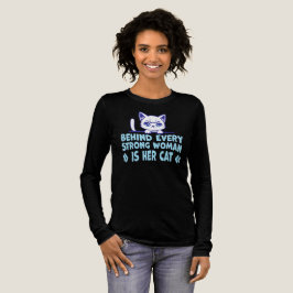 Behind Every Strong Woman Is Her Cat Funny Quotev Tri-Blend Shirt