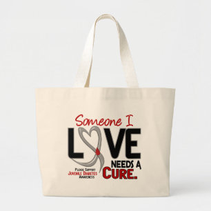 BEHOEFTE AAN EEN CURE 2 JUVENILE DIABETES T-Shirts Grote Tote Bag