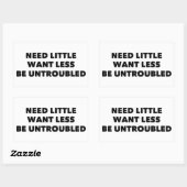 Behoefte weinig minder ongerustheid rechthoekige sticker (Vel)