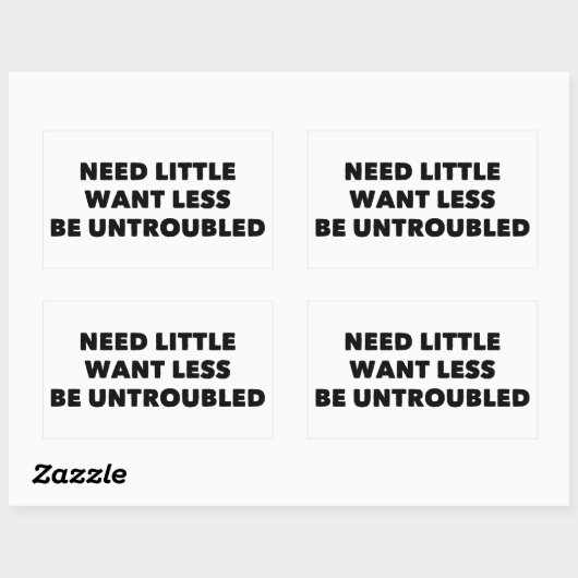 Behoefte weinig minder ongerustheid rechthoekige sticker (Vel)