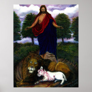 Behold! Ik kom snel. Jezus, Lion en Lamb Poster