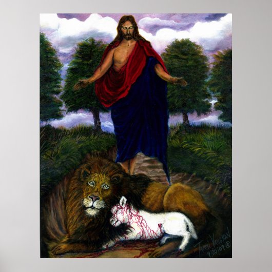Behold! Ik kom snel. Jezus, Lion en Lamb Poster (Voorkant)