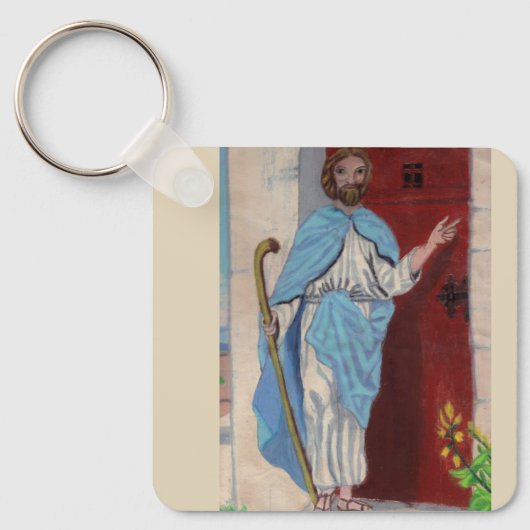 "BEHOLD, IK STAND AAN DE DEUR EN KNOCK"-sleutelhan Sleutelhanger (Voorkant)