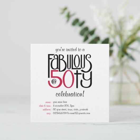 Behoorlijk op 50 rode uitnodiging (Staand voorkant)