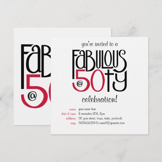Behoorlijk op 50 rode uitnodiging (Voorkant / Achterkant)