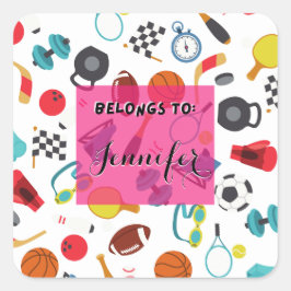 behoort tot de kindersport vierkante sticker