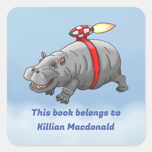 Behoort tot de Rocket Hippo Vierkante Sticker (Voorkant)