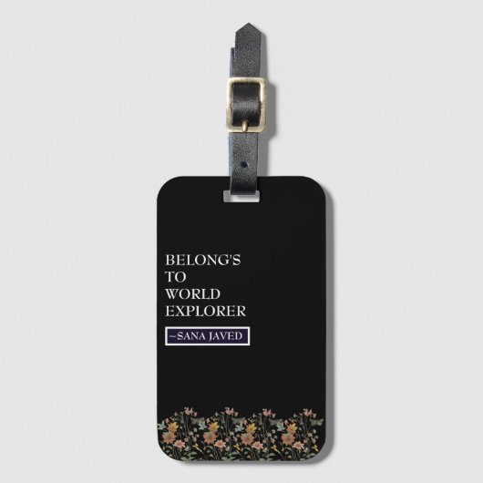 Behoort tot World Explorer Monogram Bloemen Bagagelabel (Voorkant (verticaal))