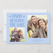 Behoud 2-Foto Ijsblauw Huwelijk Save The Date (Voorkant)