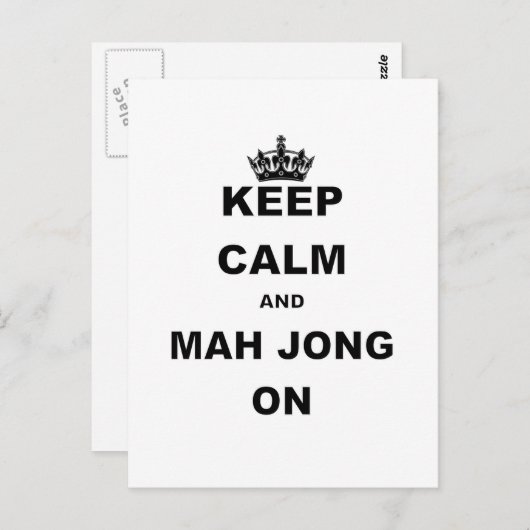 BEHOUD CALM EN MAH JONG AAN.png Briefkaart (Voorkant / Achterkant)