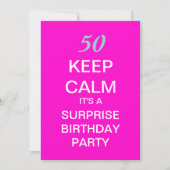 BEHOUD CALM Surprise 50th Birthday Party Invite Kaart (Voorkant)
