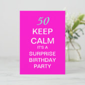 BEHOUD CALM Surprise 50th Birthday Party Invite Kaart (Staand voorkant)
