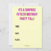 BEHOUD CALM Surprise 50th Birthday Party Invite Kaart (Achterkant)